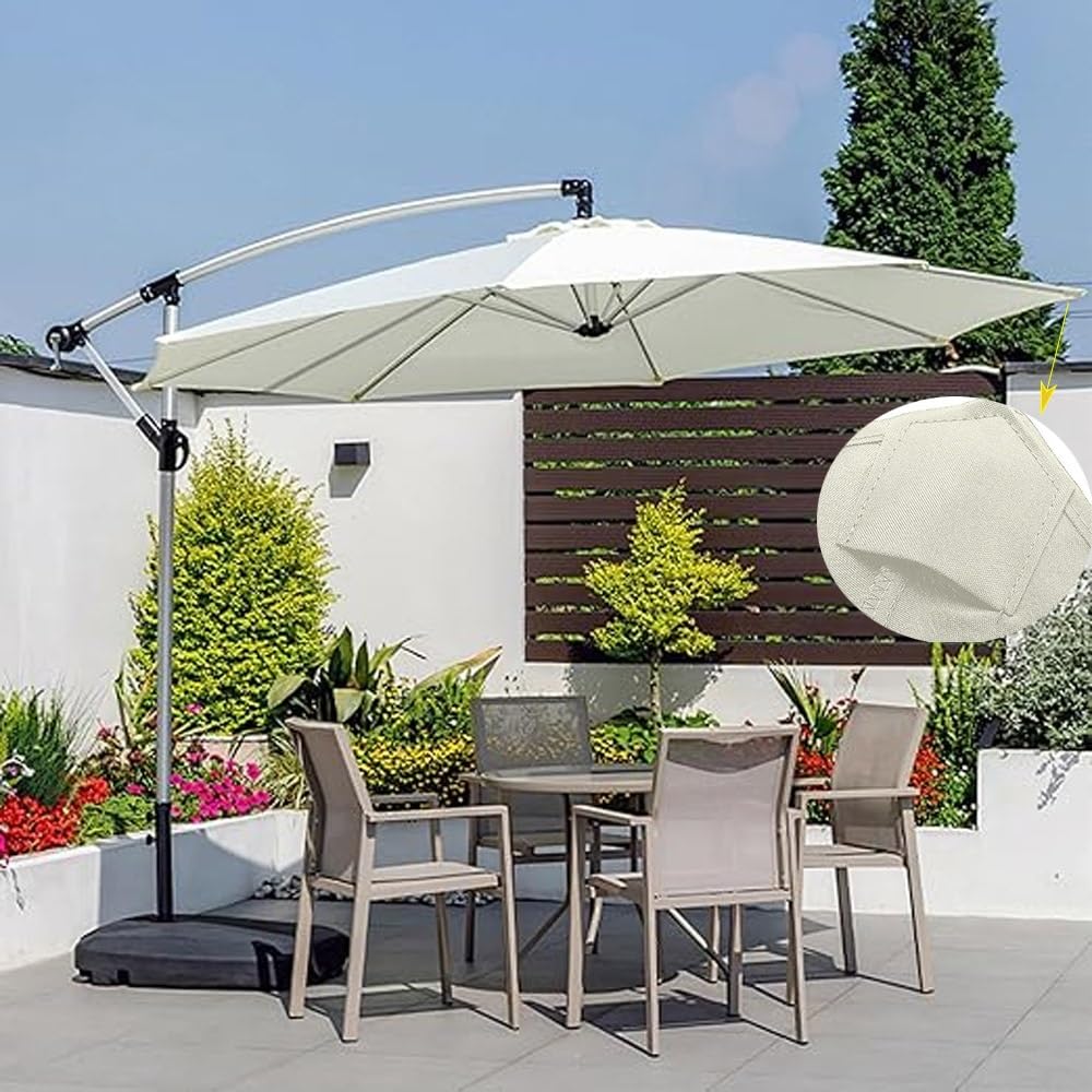 Zapasowy baldachim parasola tarasowego, szary pokrowiec na parasol, 8 żeber, trwały, na parasole 2,1 m, 2,7 m, 3 m, łatwy montaż