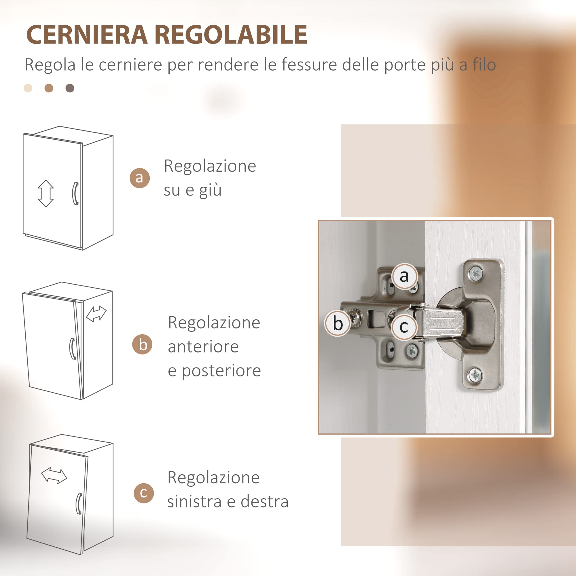 HOMCOM Credenza Cucina a 9 Ripiani Regolabili con Ante in Vetro e Base Rialzata, Mobile Cucina in Legno, 76x36x160 cm, Bianco
