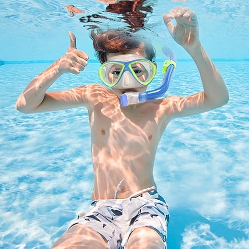 Miniatura 3 de Snorkeling Gear for Kids Ages 5-15, 4 in 1 Mask Fins Snorkel Set with HD Tempered Glass Panoramic View Anti-Fog Mask, Dry Top Snorkel, Adjustable