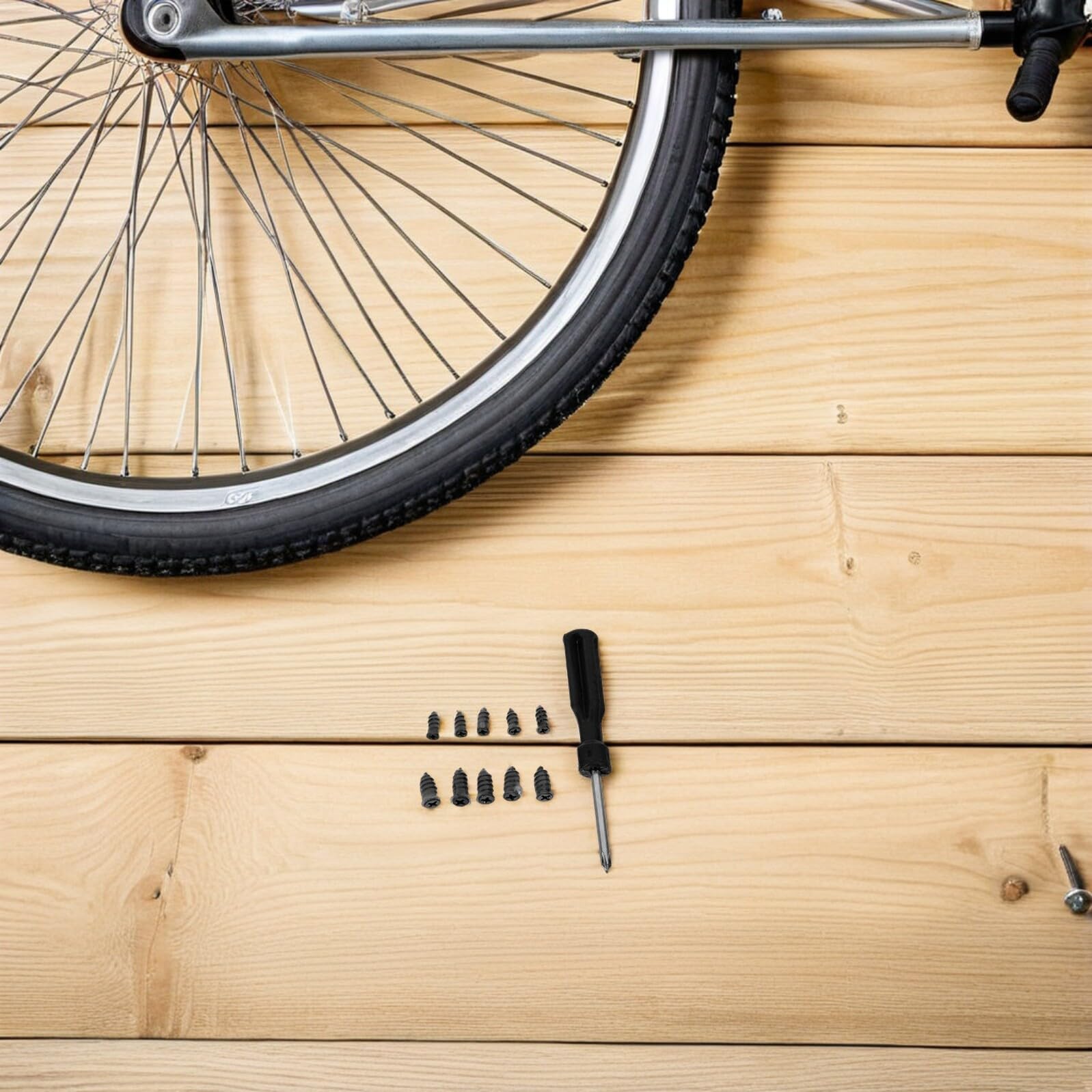 61 Piezas Kit de Tapones de Goma para Neumáticos y Clavos de Goma para Reparación de Neumáticos con Destornillador Manual para Coche y Bicicleta Reparación Rápida y Portátil en