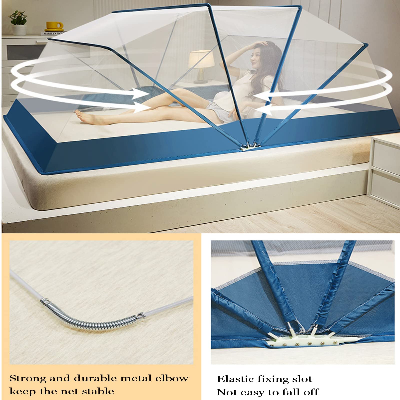 Mosquitera portátil, mosquitera Plegable Alta, Tienda de campaña sin instalación, mosquitera cómoda, Transpirable, fácil de Instalar y Lavar para Cama, Patio, Viajes, B, 120 * 190