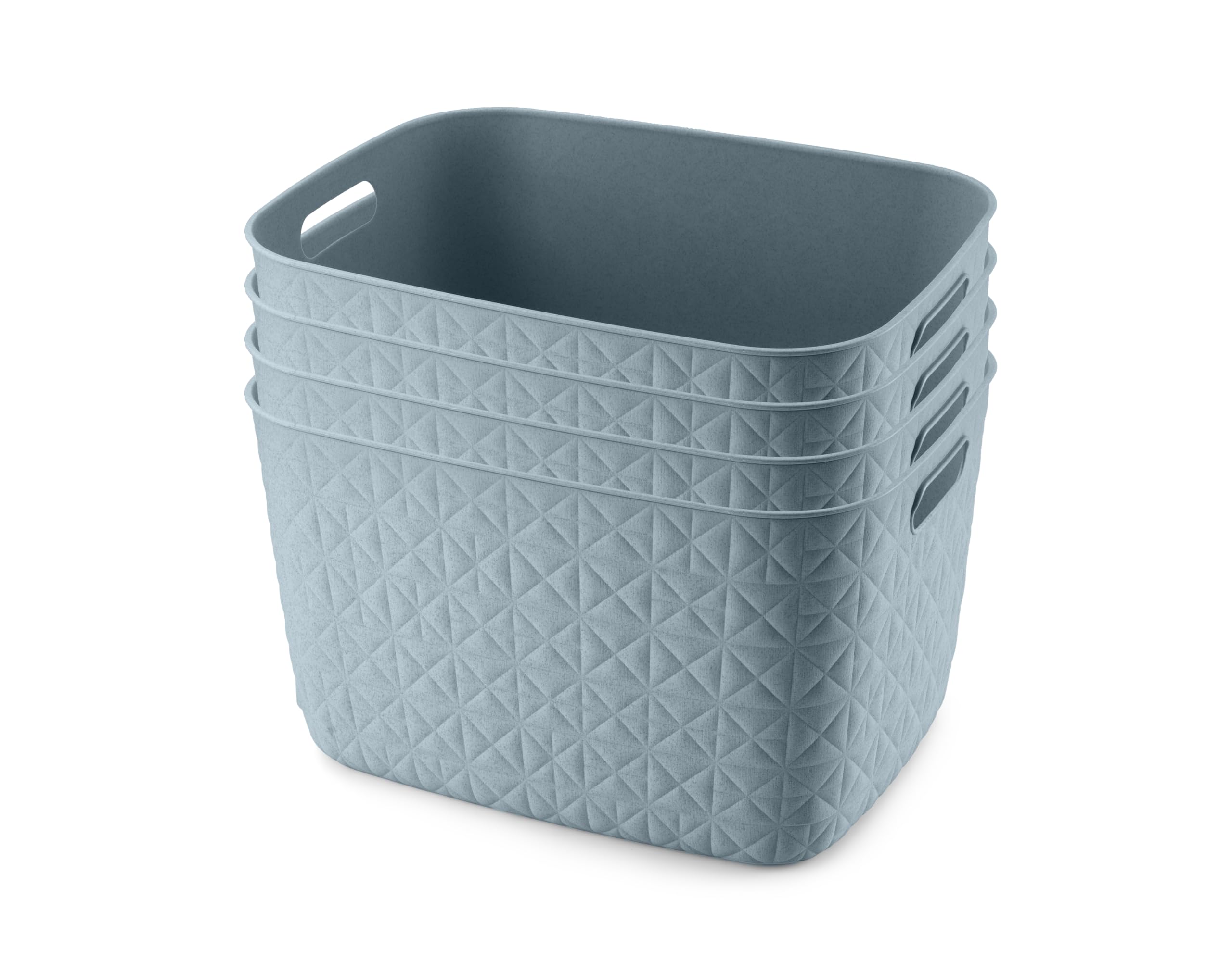 CURVER Softex 4x 19L Storage Baskets, 100 percent Recycled Material, Lightweight, For Bathroom, Living Room, Kitchen, Teal