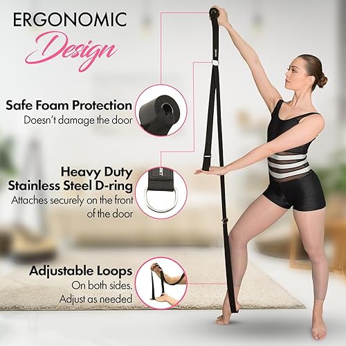 Miniatura 2 de Correa de estiramiento con anclaje de puerta, equipo de estiramiento para mejorar la flexibilidad de las piernas, entrenador de divisiones para el