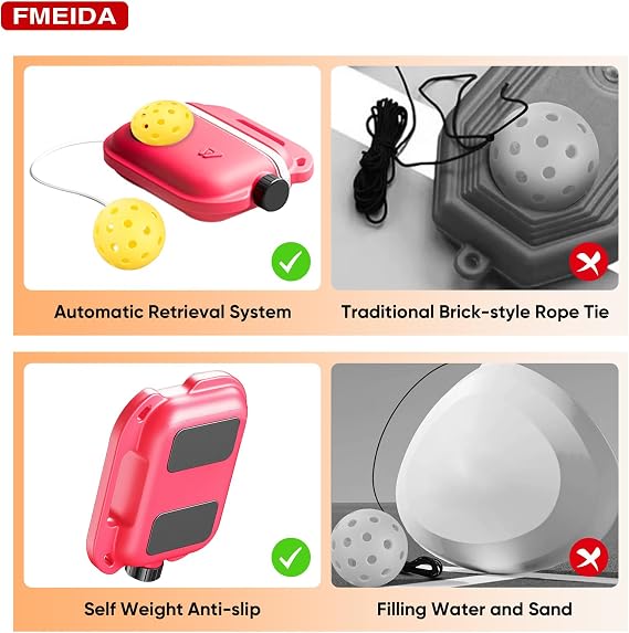 Match Buddy Pickleball Antrenörü, Pickleball Tenis Antrenörü, Pickleball Antrenman Aleti İp ile Ribaund Topu, Solo Antrenman ve Performans Geliştirme için Taşınabilir Pickleball Match Buddy