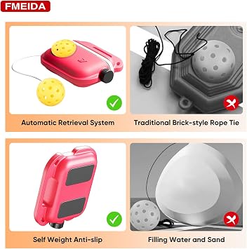 Match Buddy Pickleball Antrenörü, Pickleball Tenis Antrenörü, Pickleball Antrenman Aleti İp ile Ribaund Topu, Solo Antrenman ve Performans Geliştirme için Taşınabilir Pickleball Match Buddy