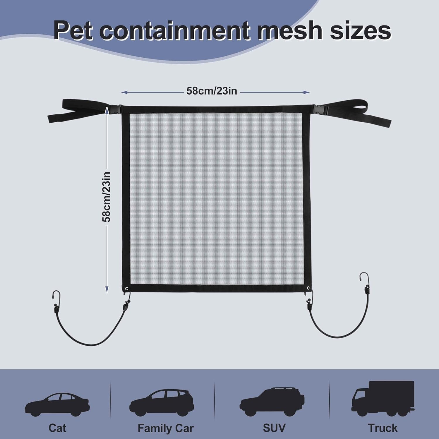 Dog Car Net Barrier, Secure Pet Travel Accessory, Breathable Dog Car Barrier, Ensures Safety During Rides, Black