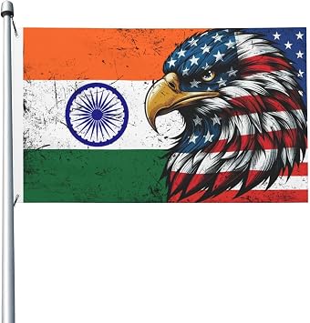 3x5 Ft Double Sided America And India Indian Eagle Flag, Heavy Duty Polyester With Digital Print, National Friendship Banner With Brass Grommets For Indoor Outdoor
