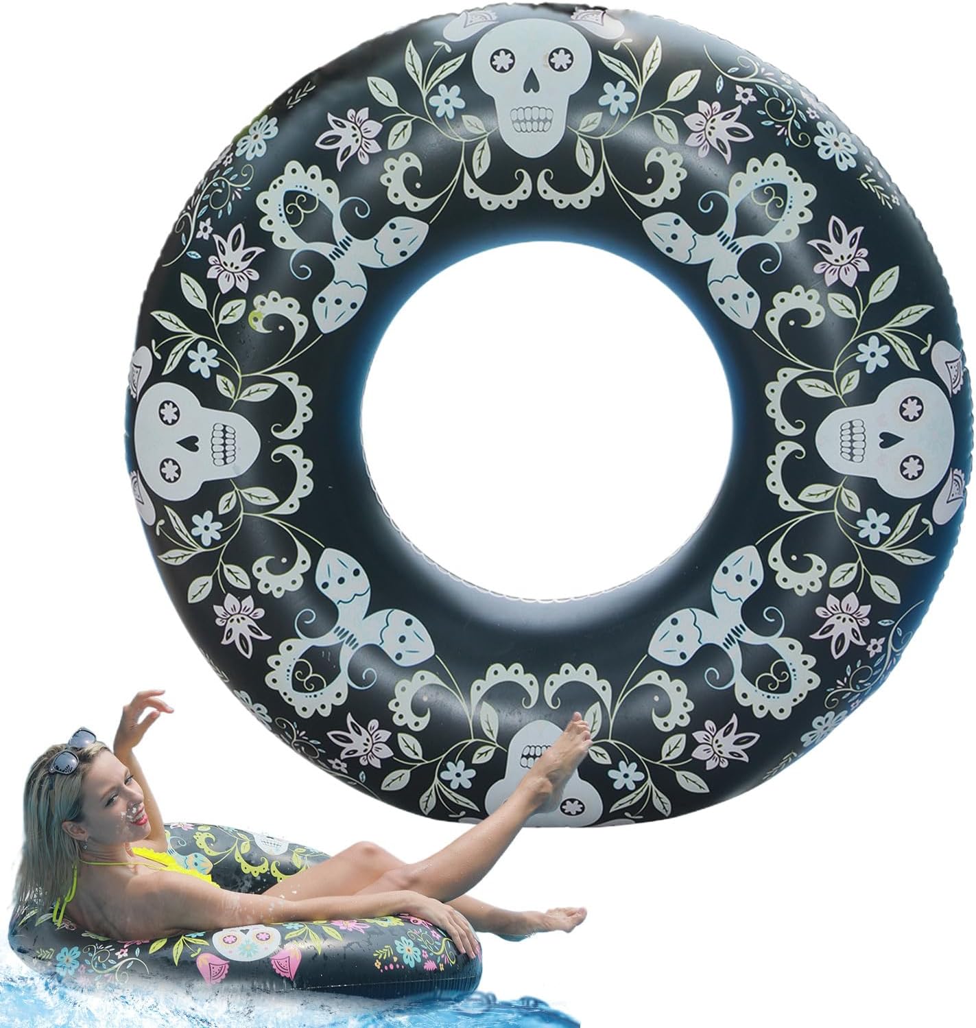 Color-Changing Pool Ring, Inflatable Swimming Float, 35.43 inches Multifunctional Ring with Sturdy Material, PVC Build, Water Toy with Easy Use, Floating Accessory for Beach Lake and River