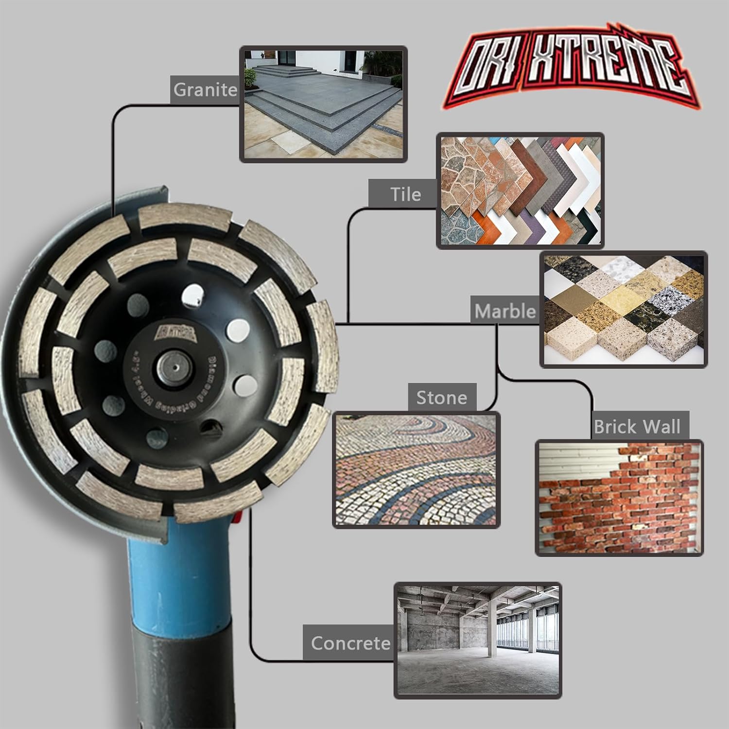 4 1/2 Inch Segment Diamond Cup Wheel for Grinding and Cleaning Surface Stone Concrete Granite Marble Masonry Brick with 5/8-11 Threaded Angle Grinder Wheels Cup