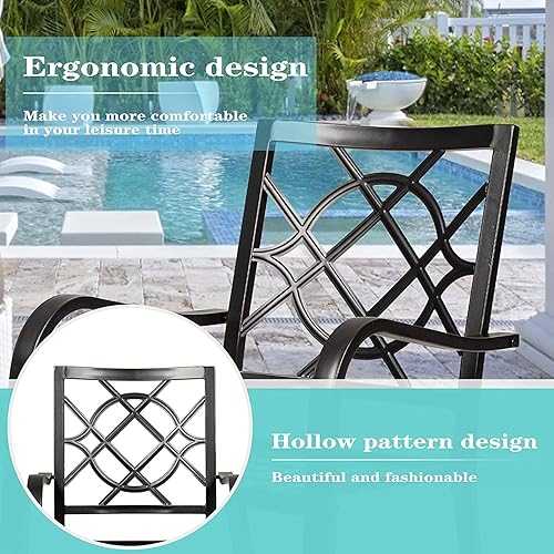 Miniatura 6 de Omelaza 2 sillas de comedor al aire libre, sillas apilables de hierro forjado para patio, bistró, con reposabrazos para jardín, porche, patio