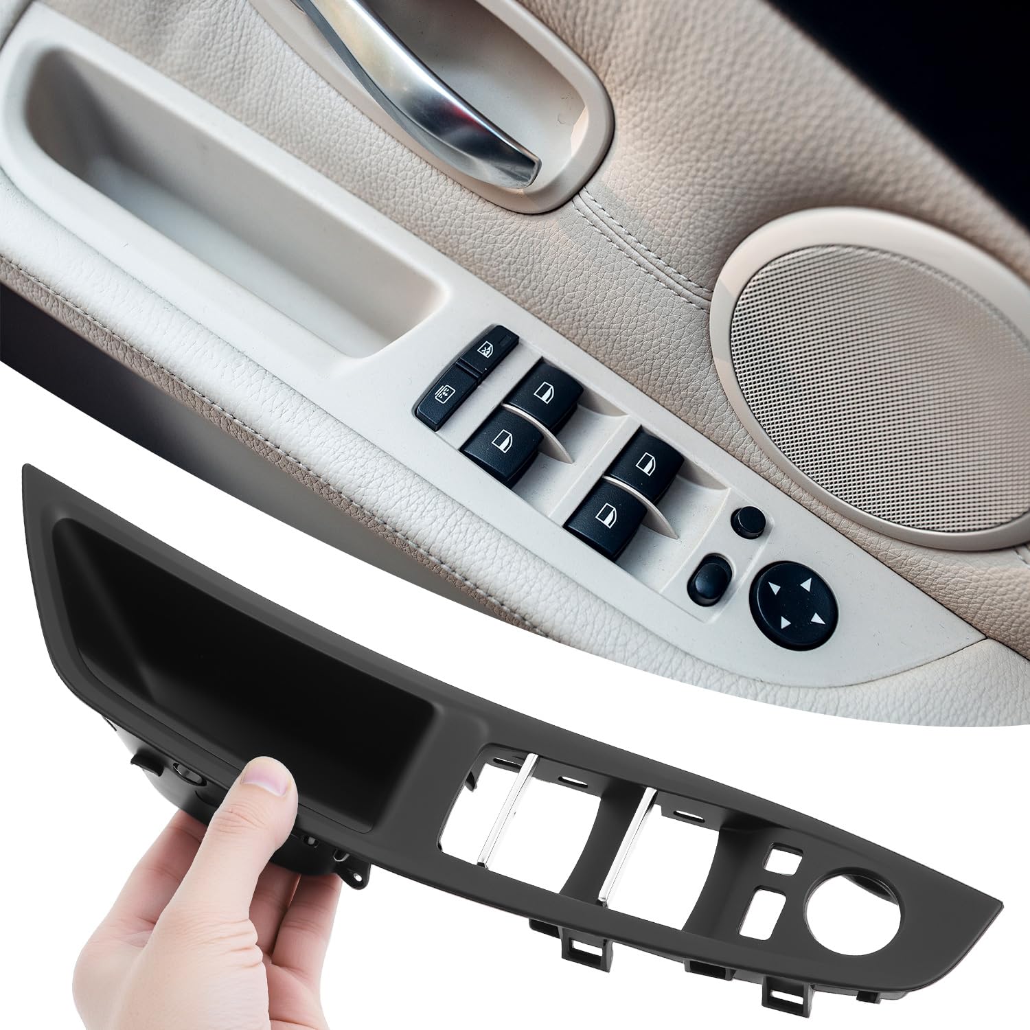 QWORK® Garniture poignée Porte intérieures Avant Gauche, Compatible avec BMW Série 5 F10/F11/F18 (2011-2016) modèle importé
