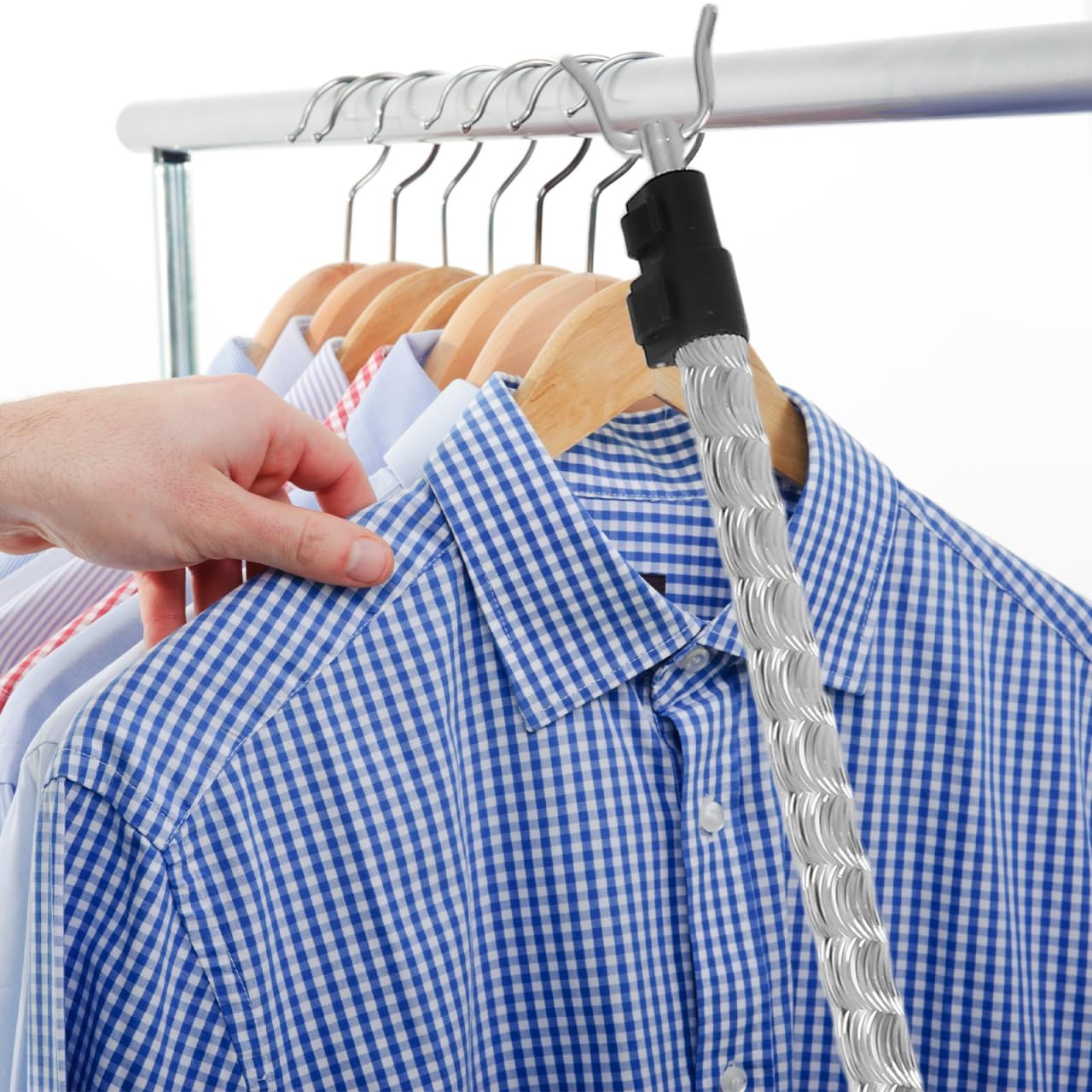 Telescopic Clothes Drying Rod with Fork Handle 50.00 Inch Adjustable Laundry Pole for Home Clothesline and Closet Organization