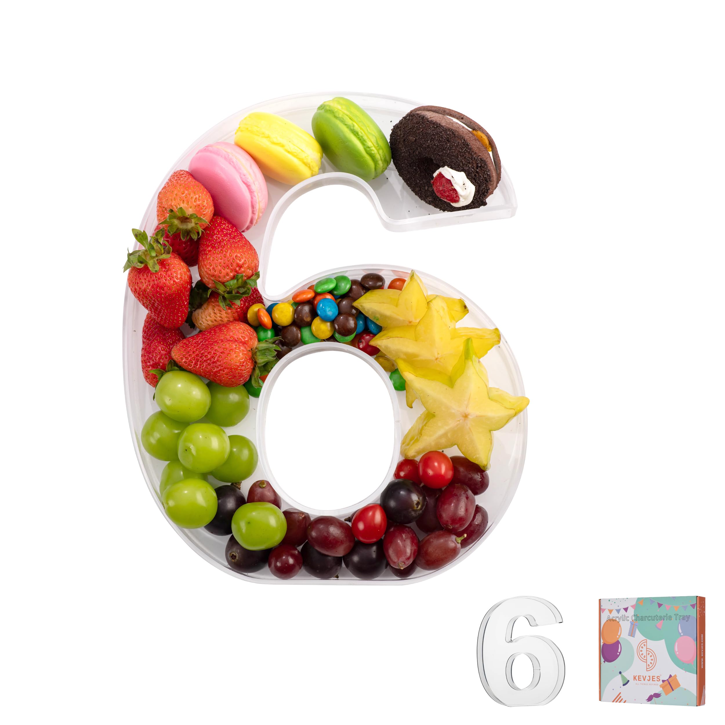 Photo 1 of 11" Clear Acrylic Letter & Number Charcuterie Tray-Reusable Fillable Alphabet Box for Displaying Candy,Cake,Snacks– Party Dessert Serving Plate for Birthday, Wedding Anniversaries, Baby Shower (6)