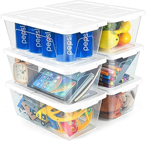 EOENVIVS Contenedores de almacenamiento con tapas, contenedores de almacenamiento de plástico con tapas, cajas de almacenamiento transparentes para