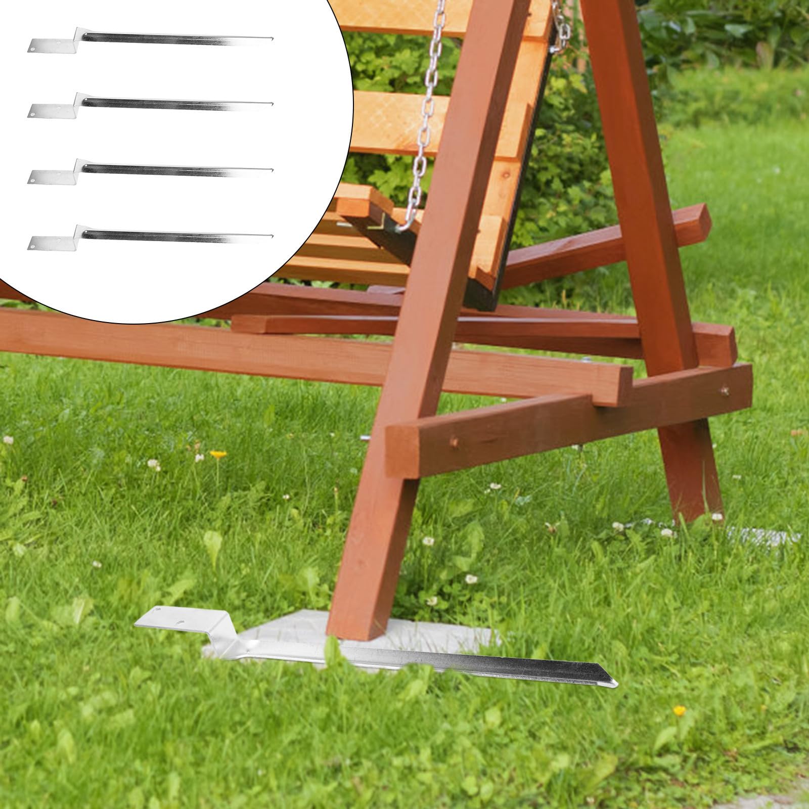 4 Piezas Anclaje de Suelo para Postes de Madera, Estaca Metálica