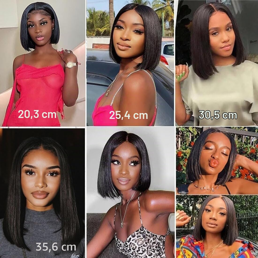 Nera Parrucca Bob 12" Parrucche Per Le Donne U Part Bob Wig Human Hair For Women Gift For Her (Nero, 30cm)