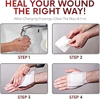 Vista 7 de HEALQU Aderezo de isla de gasa con bordes, 50 unidades, almohadillas de gasa estériles envueltas individualmente de 2 x 2 pulgadas con respaldo