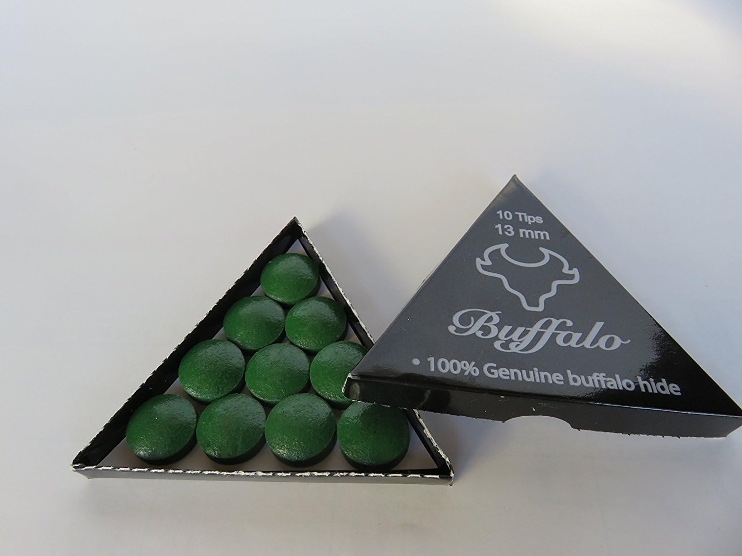 Wonders Shop USA New Billiards Cue Tips Buffalo Hide Exclusive Buffalo Brand - 13 mm Medium Soft Rating - 50 Pieces - Color Green