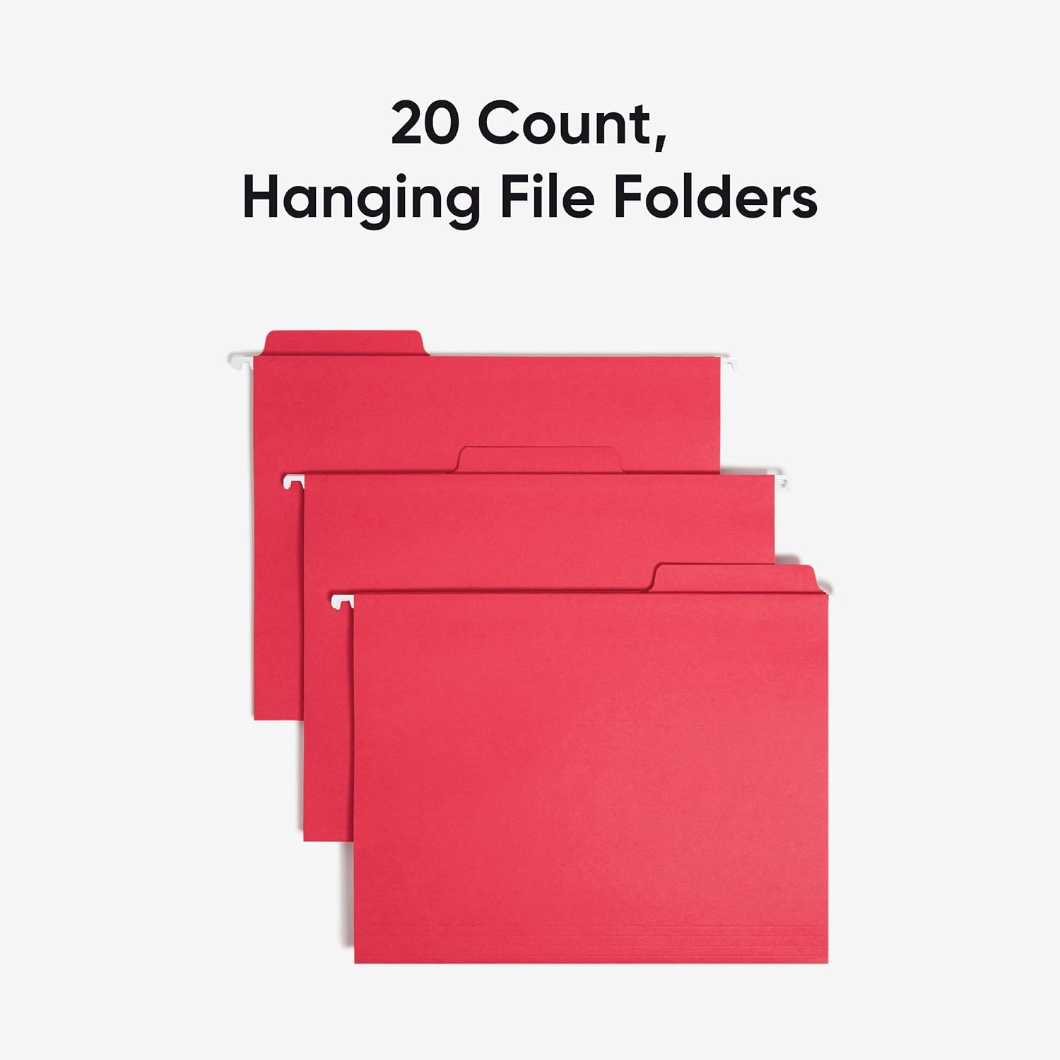 Smead FasTab Hanging File Folder, 1/3-Cut Built-in Tab, Letter Size, Red, 20 Count (64096)