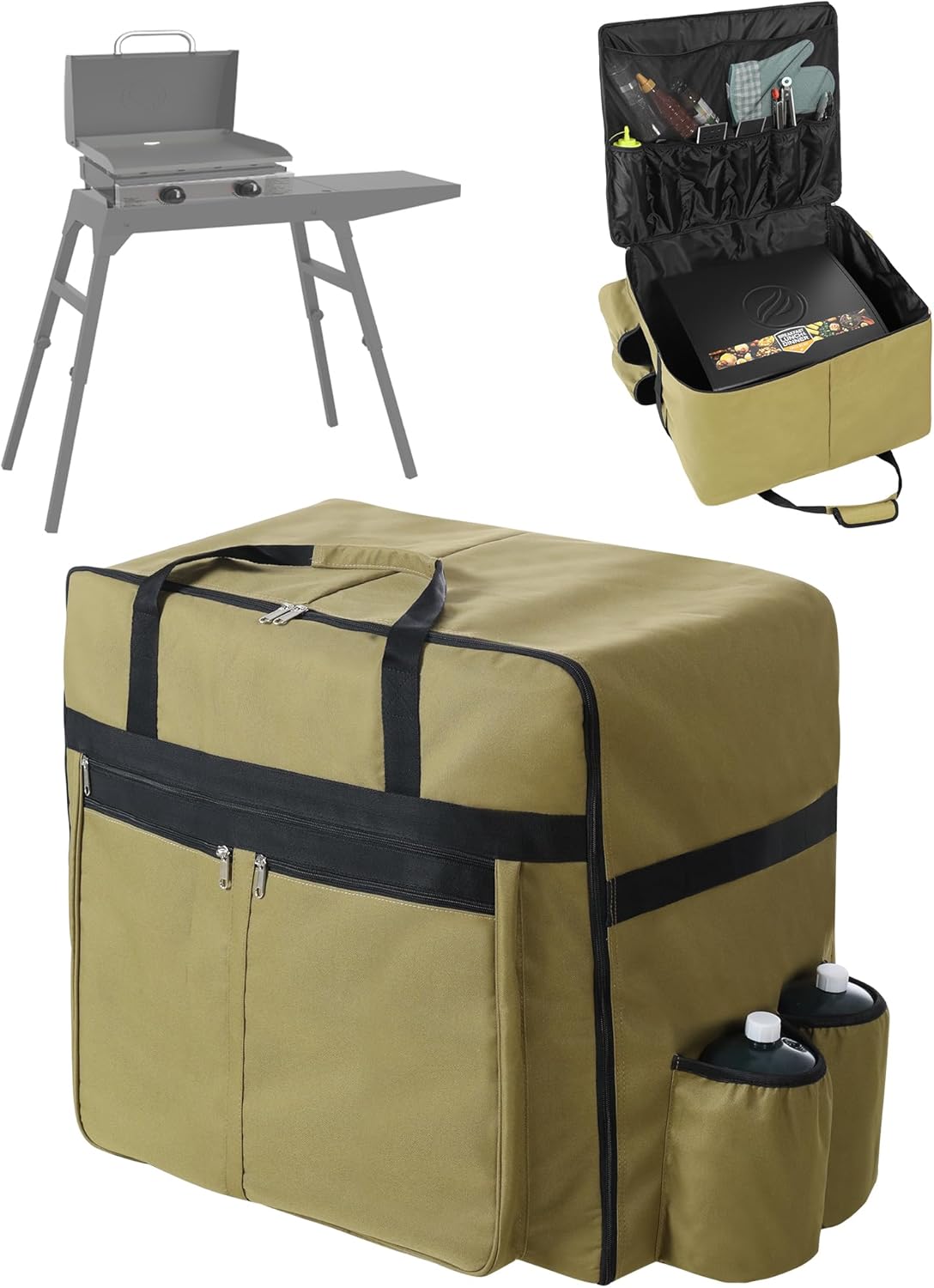 1200D Heavy-Duty Grill Carry Bag for Blackstone 22 inch Griddles - Fits Griddle with Hood, Stand & Tools, 17-Pocket Organizer, Spice Compartments, Dual Handles (Only Bag)
