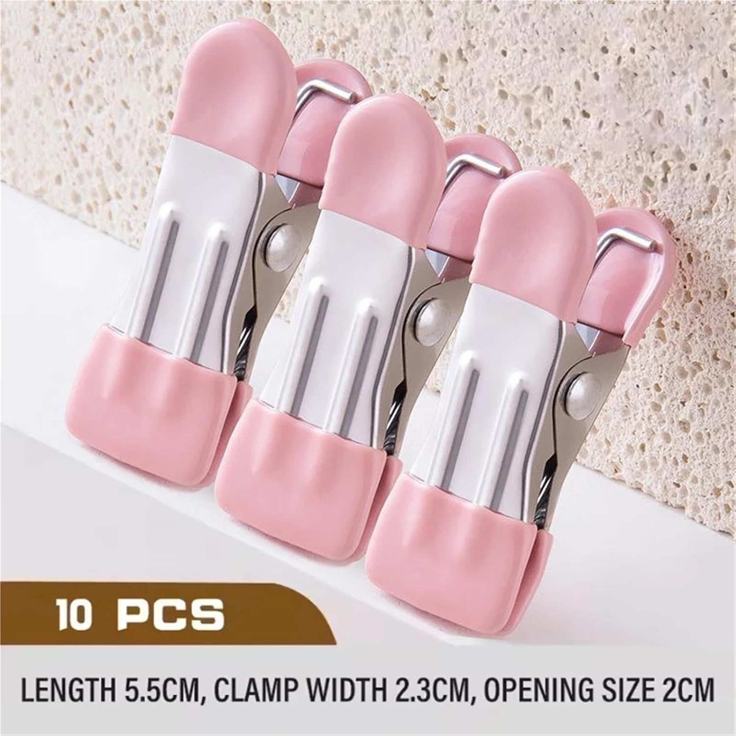 Clothes pins 100 PCS Stainless Steel Clothespins Laundry Clothes Pegs(Pink)