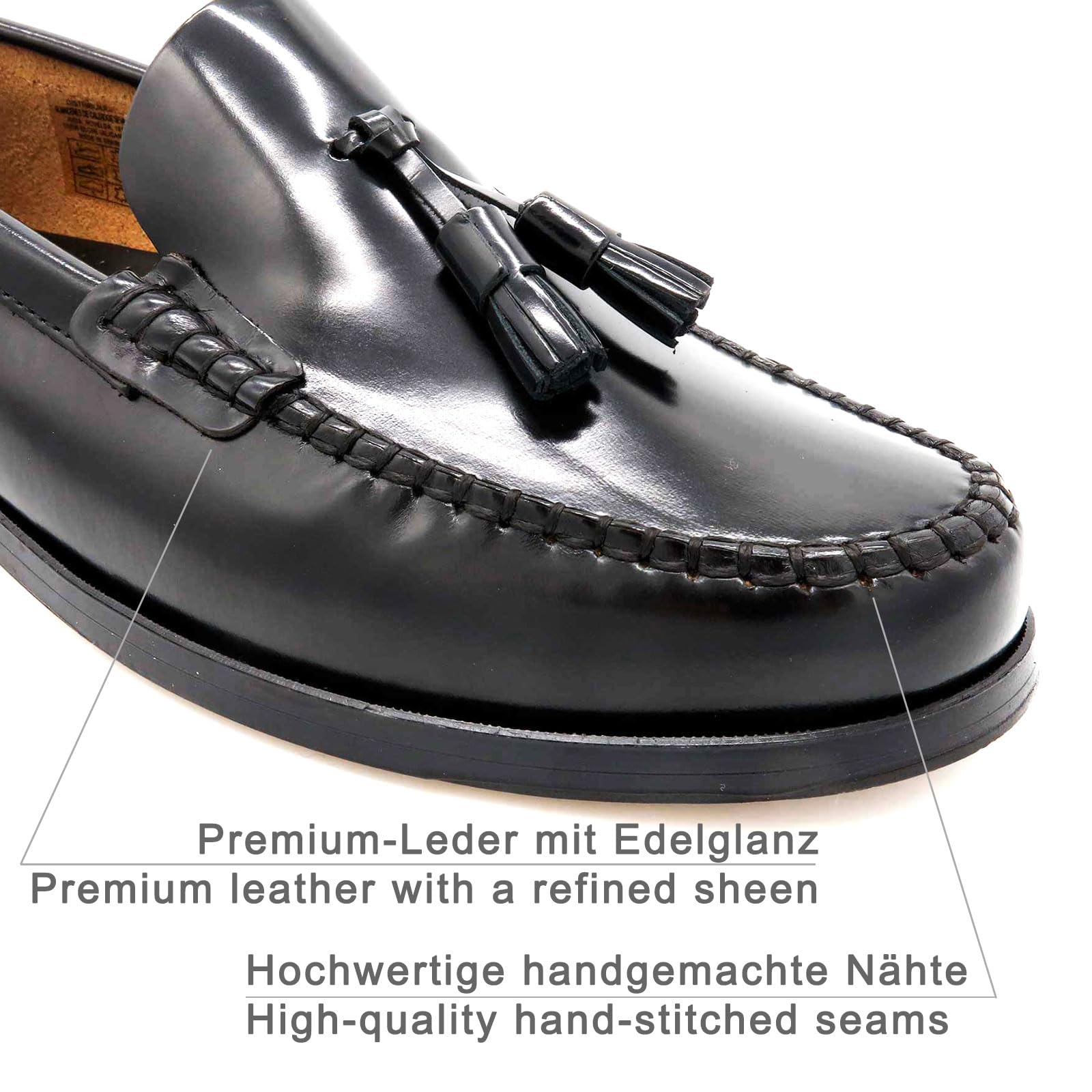 Mocasines Hombre Piel Tassel Loafer Zapatos Business con Borlas & Suela de Cuero