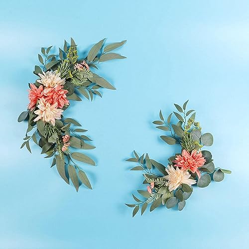 Miniatura 5 de Juego de 2 piezas de flores artificiales con estampado floral de rosas y peonías de seda para arco de boda, arreglo de flores artificiales para