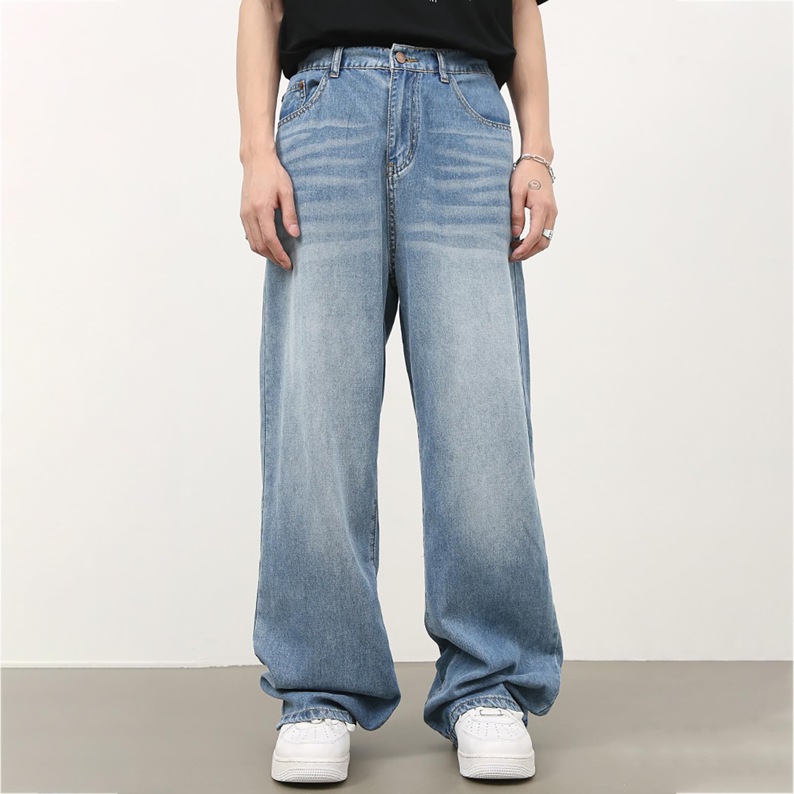 Jeans Baggy Uomo Zampa Invernali Elefante Y2K Slim Pantaloni Flare Larghi Jins Fit Moto Balloon Loose Flared Cargo Salopette