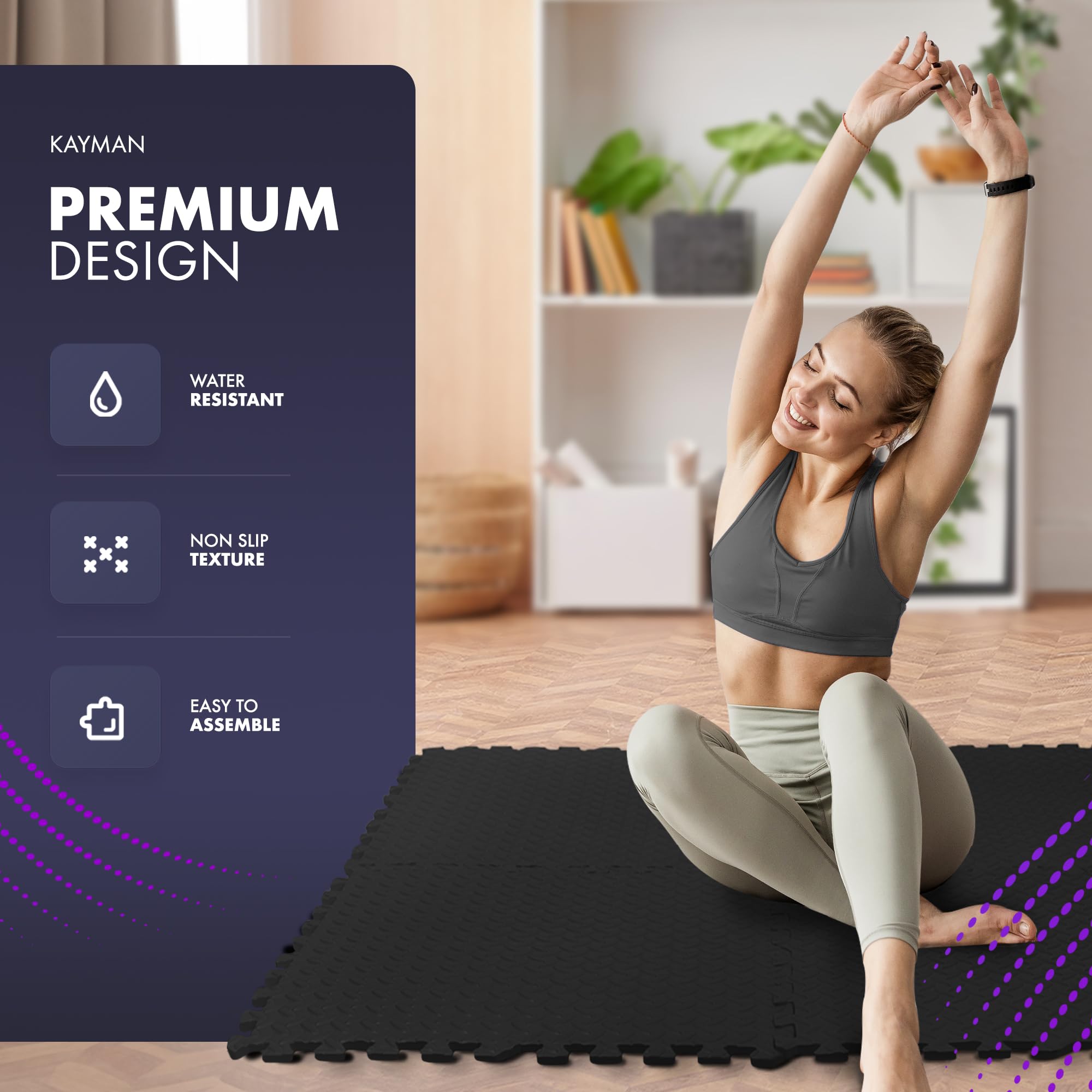 Kayman Gym Floor Nonslip Mats Interlocking Eva Foam Exercise Floor