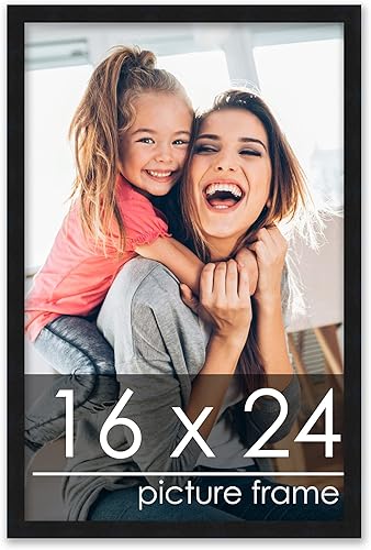 Poster Palooza Marco de fotos contemporáneo de madera negra de 16 x 24 pulgadas, acrílico UV, respaldo de tablero de espuma y accesorios para colgar