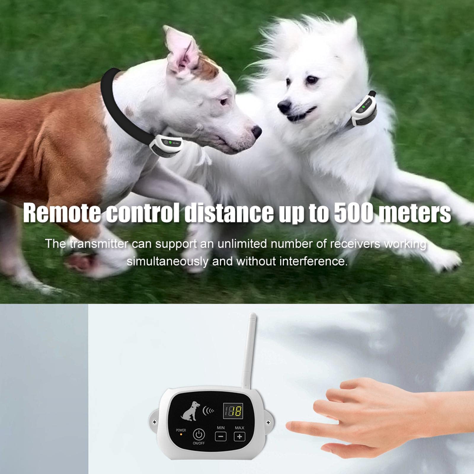 Système à Distance de clôture pour Chien sans Fil KD-661 Gros Chiens Dispositif de clôture électronique Collier de Dressage pour Animaux de Compagnie étanche Choc électrique réglable 1with1