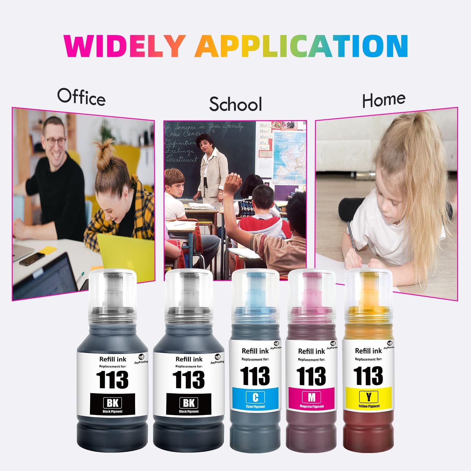 113 Pigment Ink Bottle Ricambio per Epson 113 Compatibile con EcoTank ECOTANK ET-5150/ET-5170/ET-5800/ET-5185/ET-5805/ET-5850/ET-5855/ET-5880/ET-16150/ET-16600/ET-1666 05/ET-16685