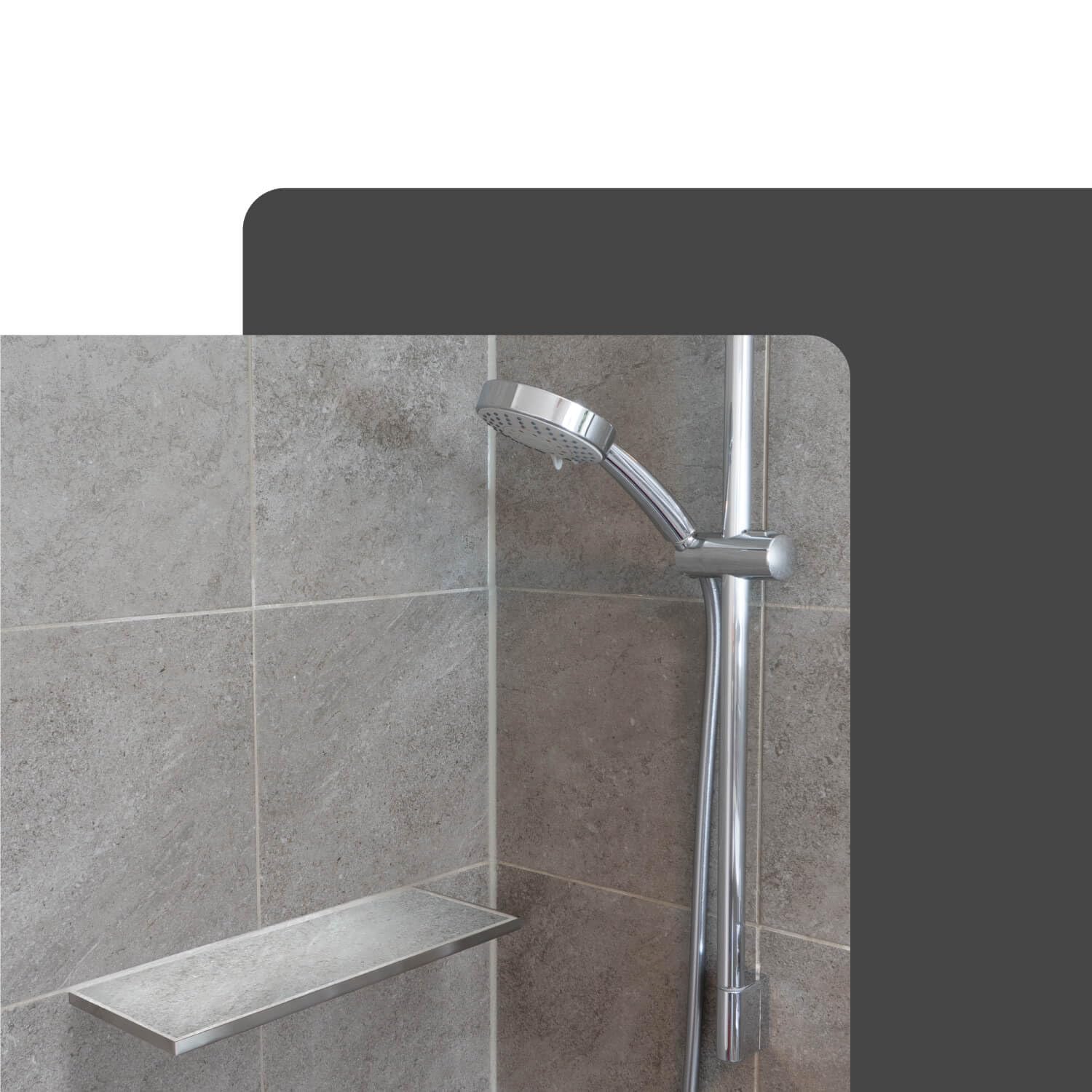 Befliesbare Duschablage Ecke 400mm x 150mm Silber Ablage zum Einfliesen, Edelstahl korrosionsbeständig, Bad Accessoires