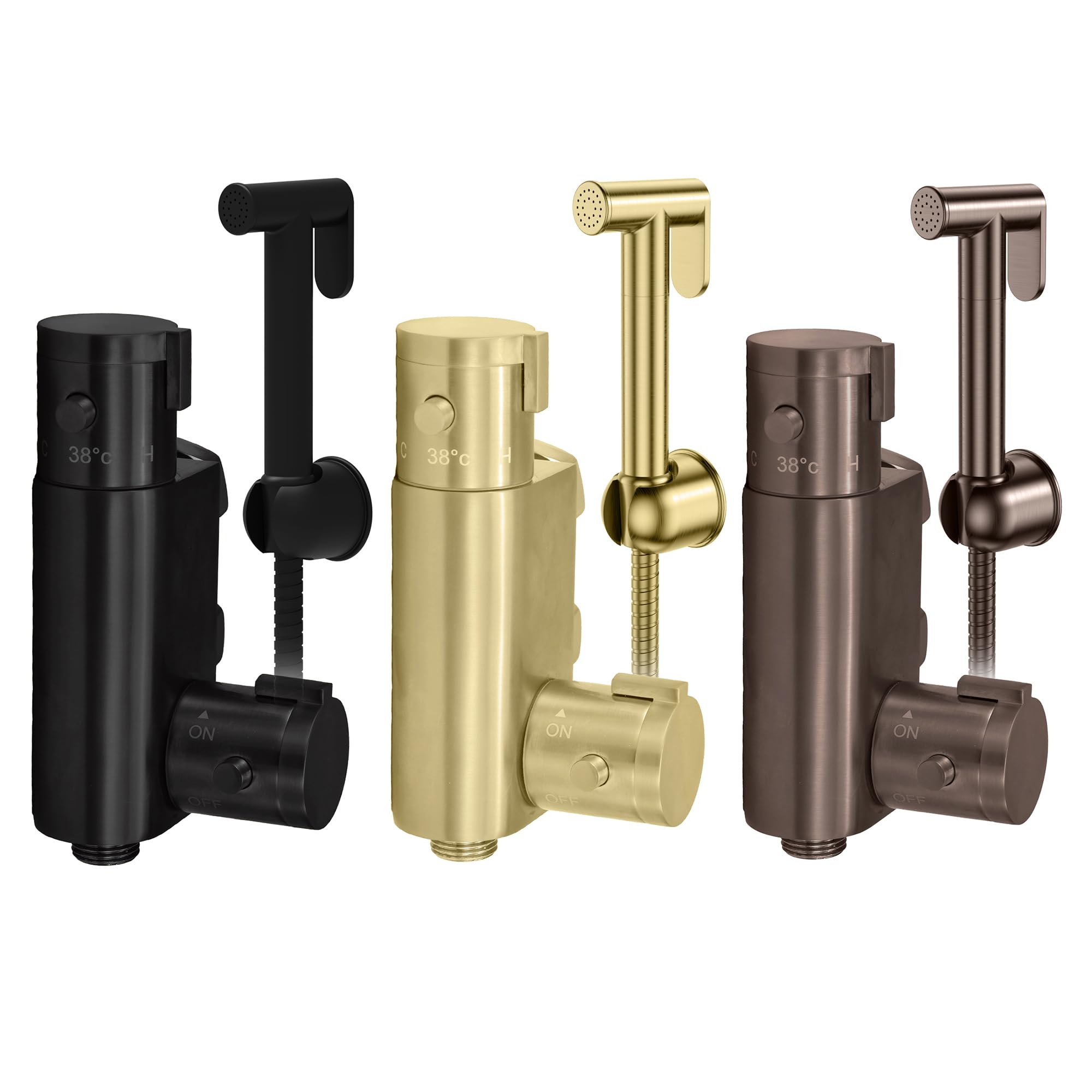 The Home Store Brushed Brass Douche Bidet Shower Spray Thermostatic Handset And Valve Set Shattaf Muslim (Brushed Brass)