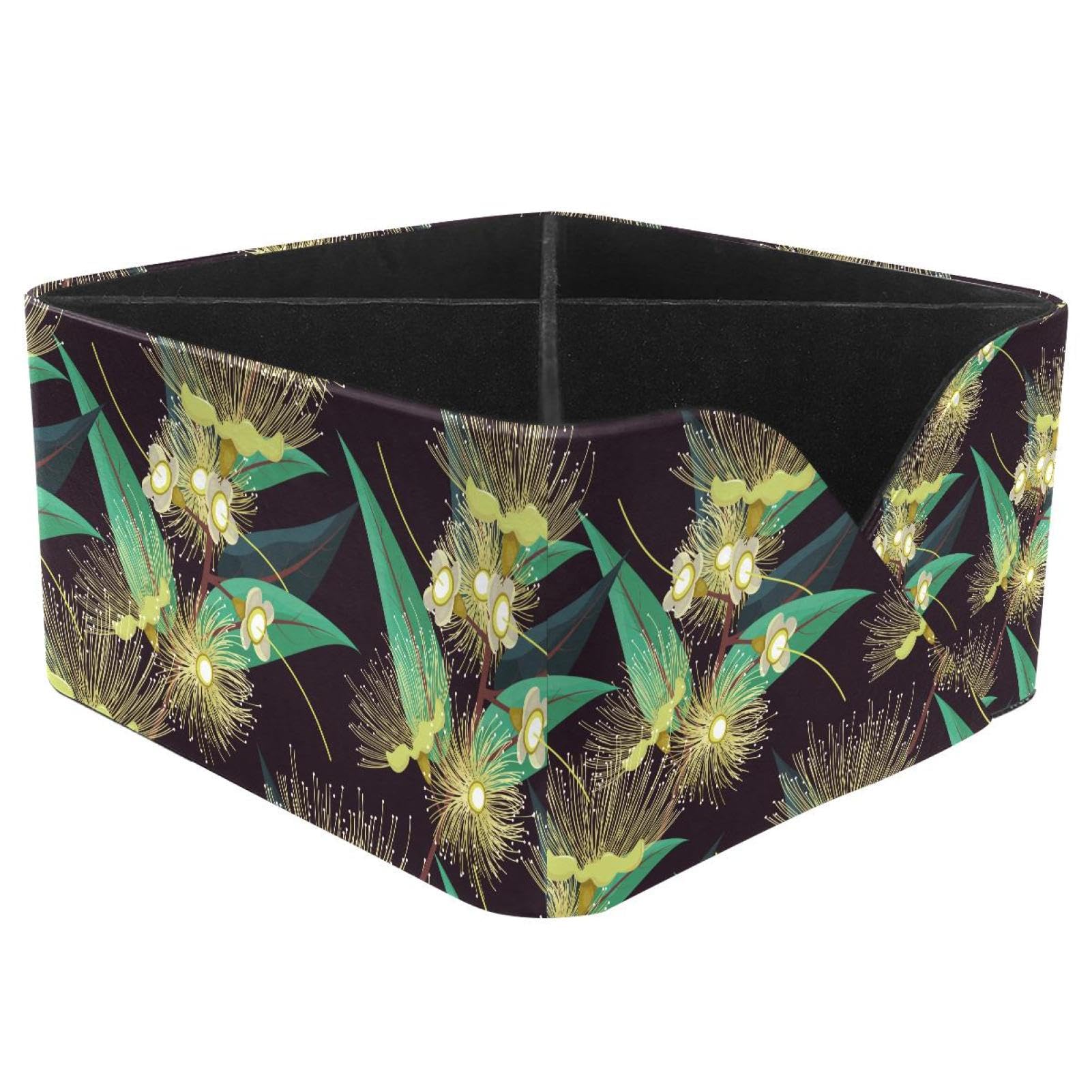 KengjuTesu Flower Floral Blooming Pattern Desktop Organizer Pen Holder, Rectangular Pencil Cup for Office, Study and Makeup Stations
