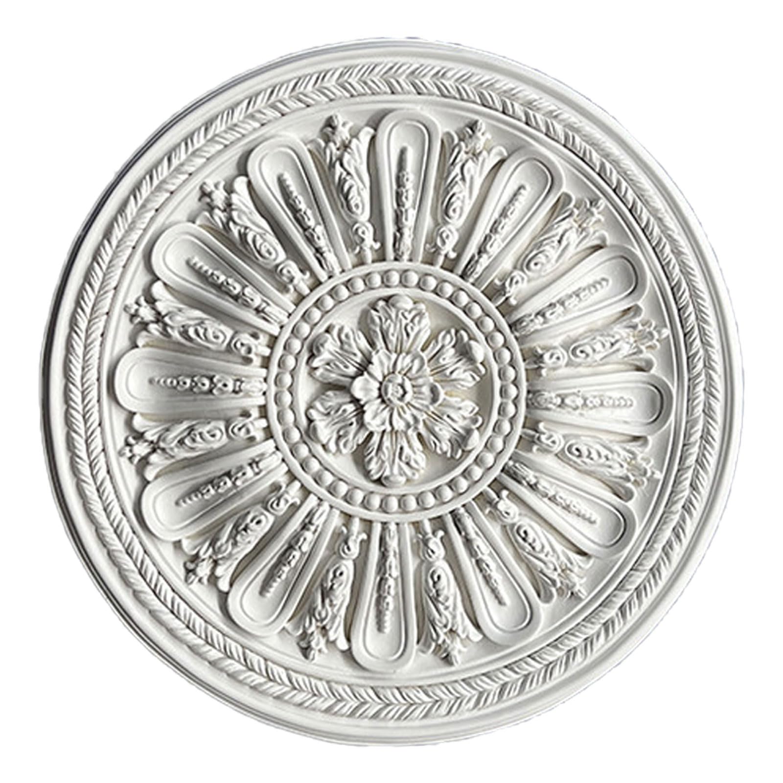 PU Ceiling Medallion for Fan Lamp, Chandelier, White, Multiple Sizes(White L,40cm)