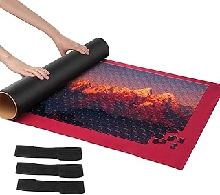 Puzzle Mat Roll Up for Jigsaw Up to 1500 Pieces, BATTIPAW Large Puzzle Roll Up Mat 30 x 41'' with Solid Rolling Tube & Fastener Straps for Puzzle Storage& Saver