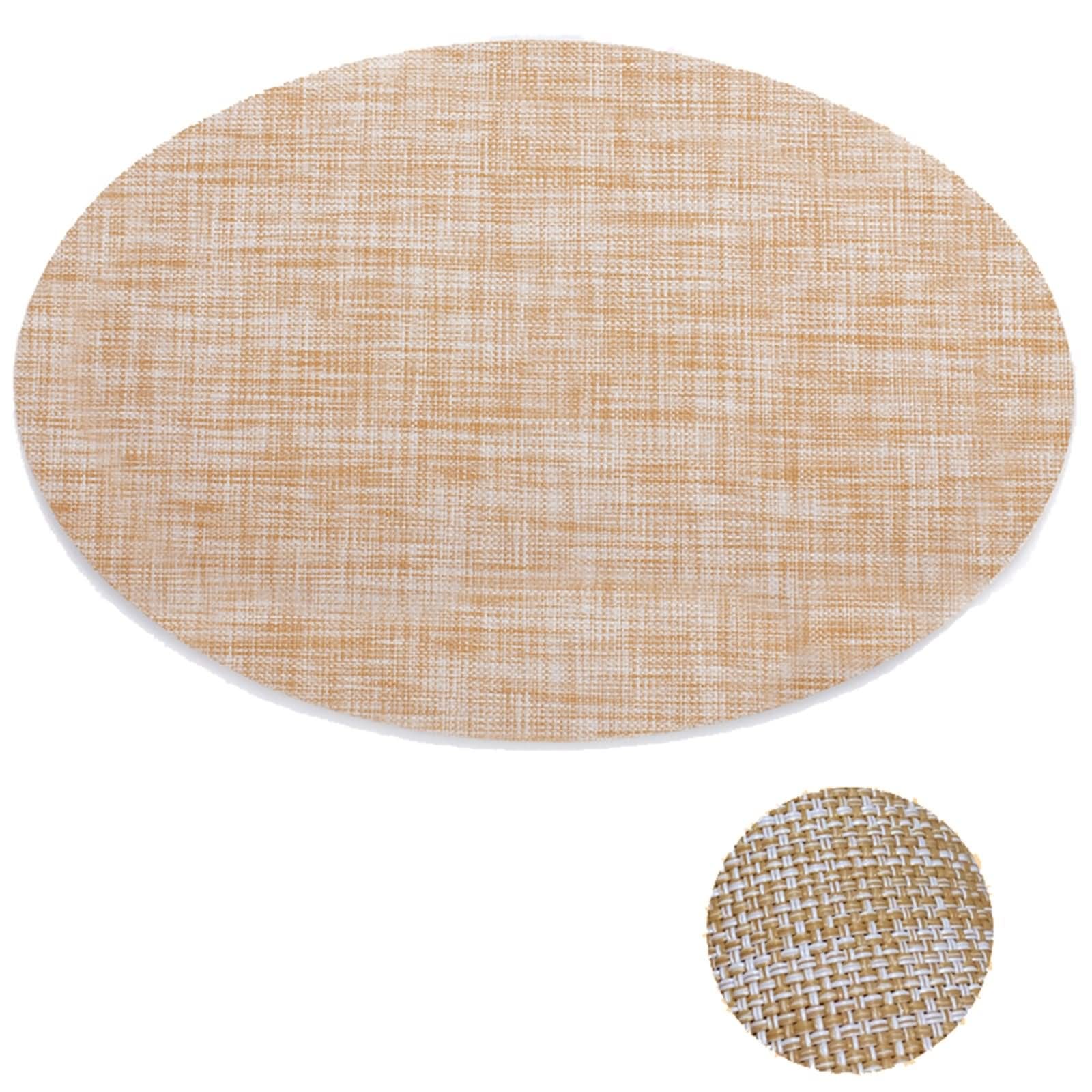 Tisch Platzset 6er, Platzset XXL 45x30cm Ovales Gewebe Vinyl Polyester Hell Orange für Küche Restaurant Speisetisch