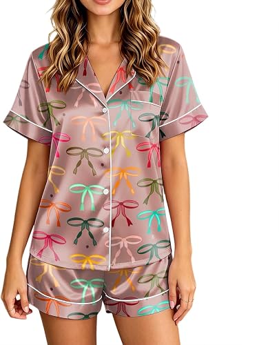 SamLng Lounge Sets For Women Silk Pajamas Womens Pjs Womens Satin Pajama Set Sho