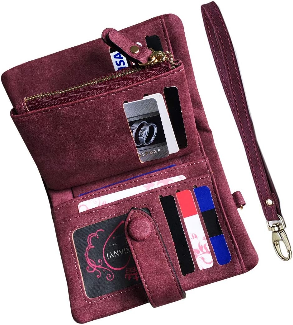 AOXONEL Women's Small Bifold Leather wallet Rfid blocking Ladies Wristlet with Card holder id window Coin Purse - Image 3