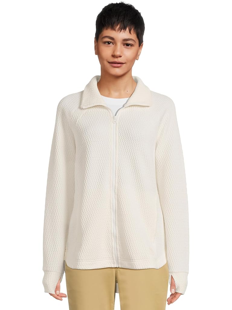 White L.L.Bean Ridgeknit Full-Zip Jacket