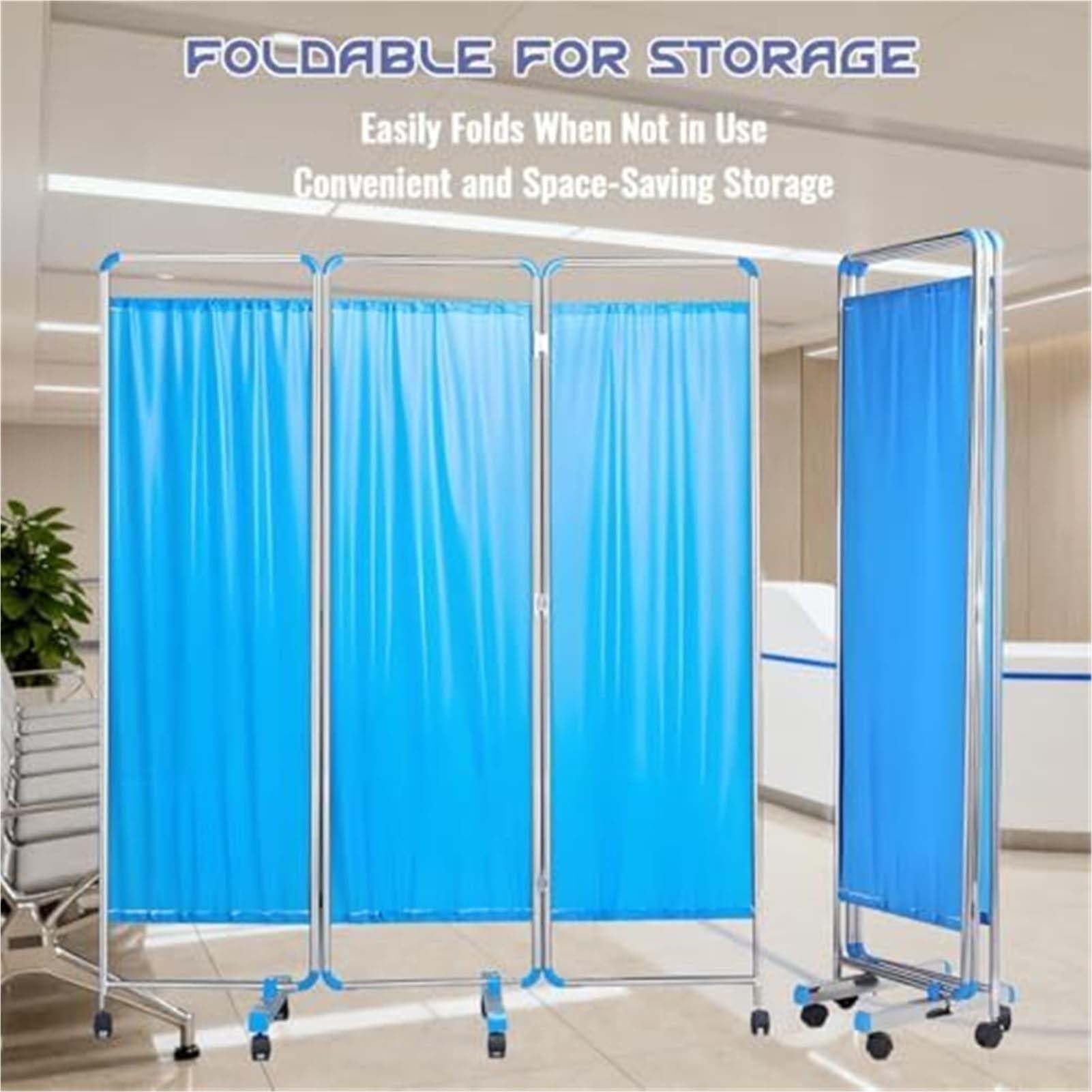 Schermo Divisorio Medico Portatile Pieghevole Con Ruote - Parete Divisoria Mobile, Divisorio Temporaneo Pieghevole Per Cliniche, Ospedali, Uffici, Uso Professionale(3-Panel)