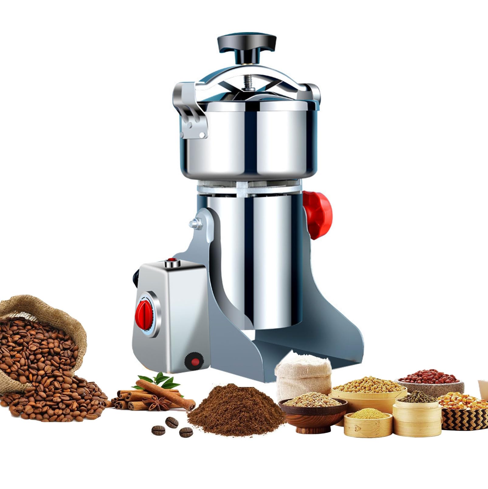 YXFAZPP Electric Grain Grinder Mill 304 Stainless Steel & Commercial Motor,High Speed Superfine Spice Mill, Timer Mill for Dry Spice Herbs/Nut/Coffee/Rice (size_name 700g)