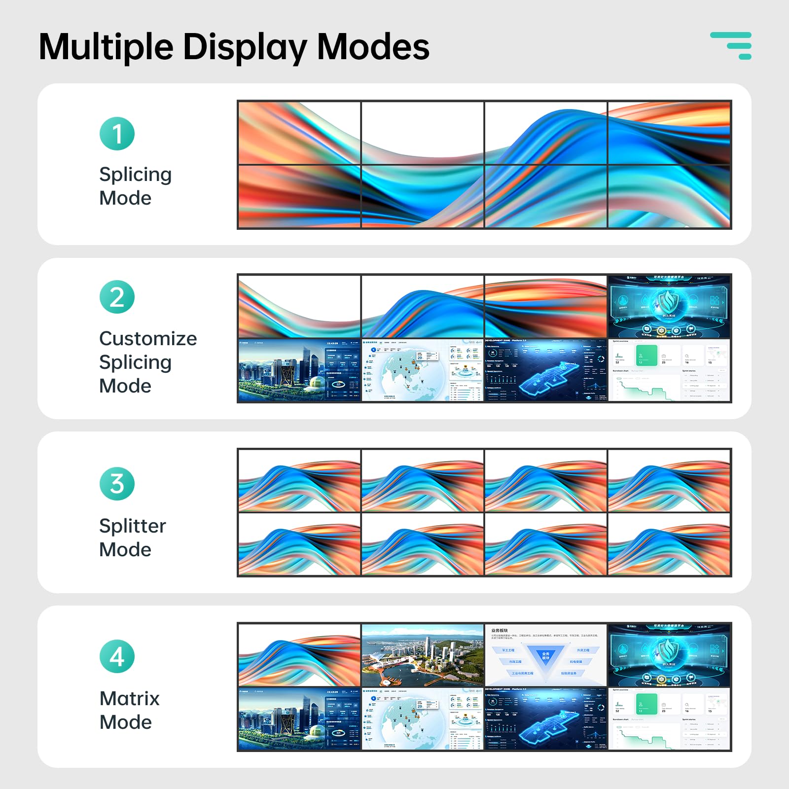 MT-VIKI 4K@60Hz Video Wall Controller 4x2 Seamless 8x8 HDMI Matrix Switcher, Audio Extract, HDCP 2.2, 4:4:4, EDID, Web GUI