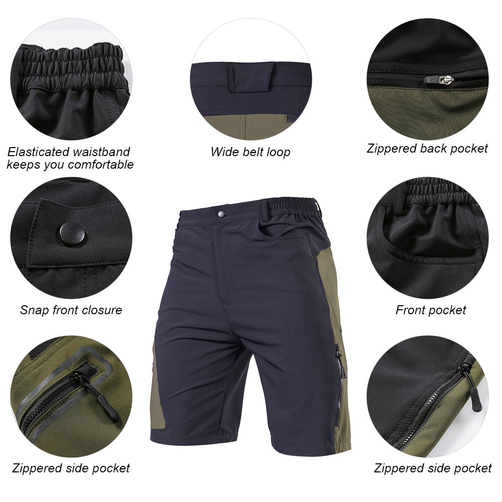TOMSHOO Pantaloncini MTB Uomo, Pantaloncini Ciclismo Biciclette, Bici MTB Pantaloni Traspirante Shorts per Ciclismo da Corsa All'aperto
