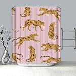 Cute Leopard Shower Curtain with 12 Hooks Pink Cheetah Animal Bathroom Curtain 72x72 Inch Waterproof