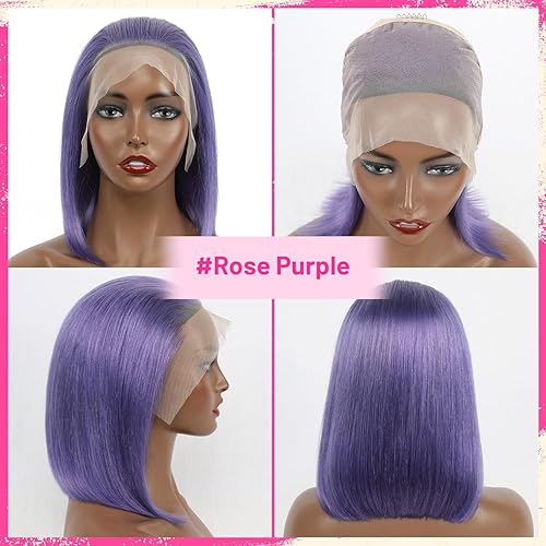 Miniatura 40 de Evala Bob Wig Human Hair Black Bob Lace Front Wig 10 inch Middle Part Short Bob Wig 13x4x1 Frontal Lace Wig #1 Jet Black Color Bob Wigs 150% Density
