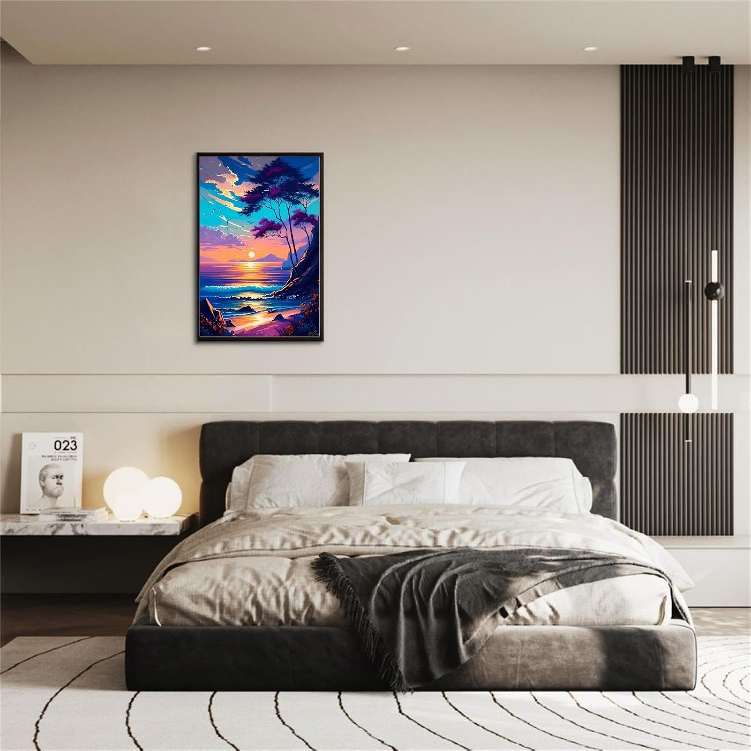 Worihut 5D Diamond Painting Kits for Adults, Sunset Ocean DIY Full Round Diamond Art with Accessories & Tools,Wall Decoration Crafts for Home Wall Decor 16x24 Inch