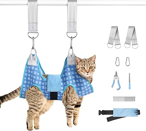 DoggyDobby Hamaca de aseo de mascotas para gatos y perros, arnés de hamaca de aseo de perros, correa de perro para cortar uñas recortar (XS)