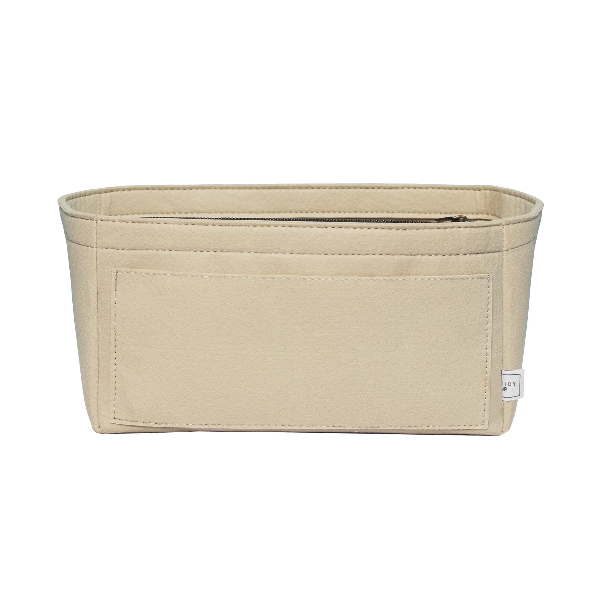 TIDY UP Ezra Expansive Felt Bag Organizer Insert for Women's Handbag, Tote, and Travel Organizer with Multiple Compartments - Stylish Toiletry and Cosmetics Storage Solution for Ladies (Beige)